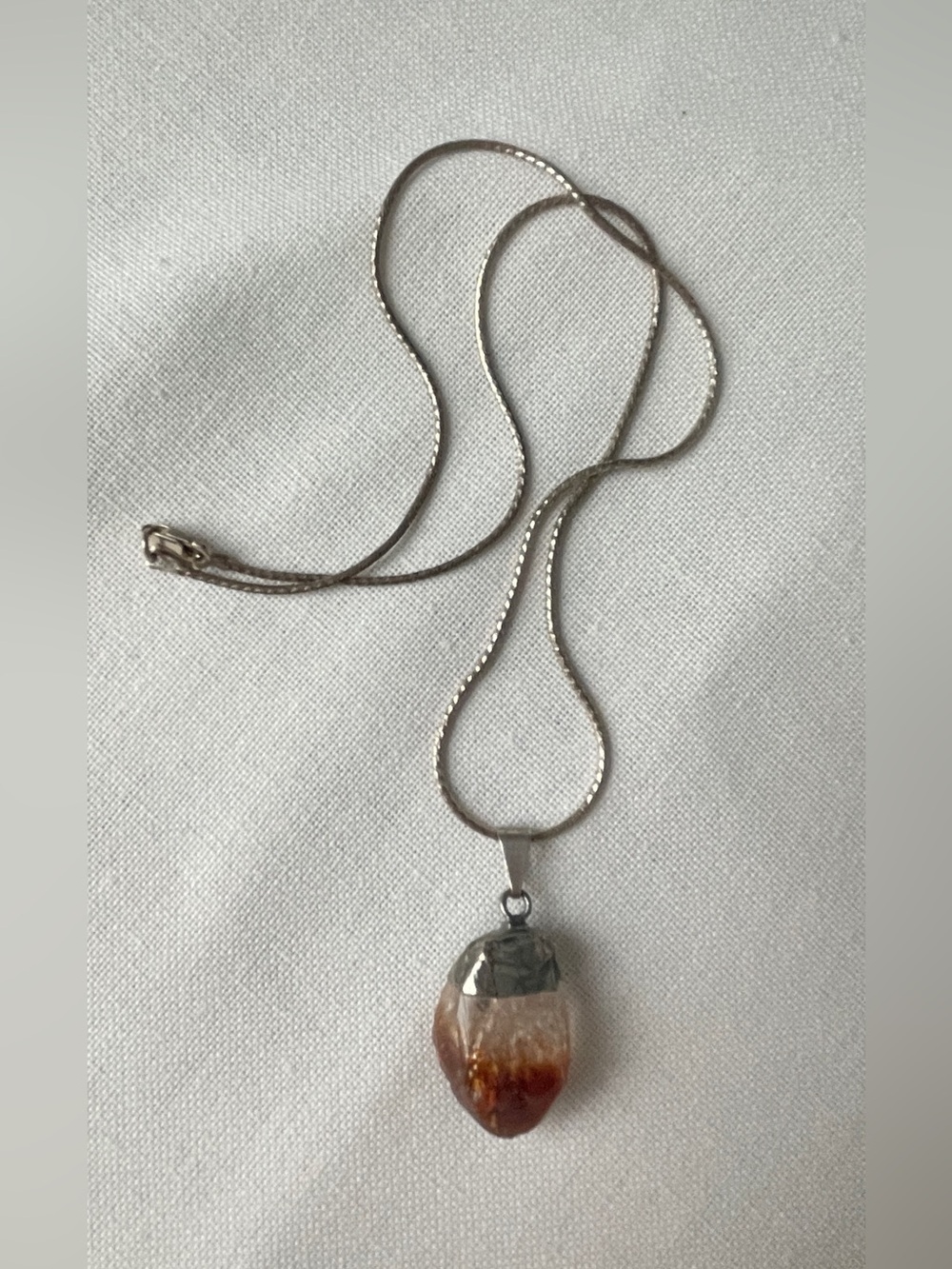 Silver Chain Necklace with Brazilian Citrine Pendant
